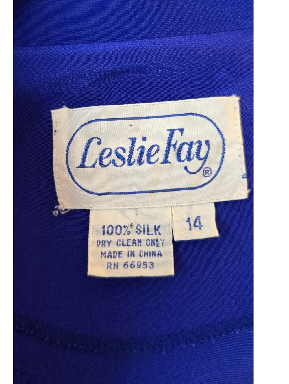 Vintage 1980s Leslie Fay 100% Silk Cobalt Blue Shirt Dress Long Sleeve Womens Si - Picture 10 of 14